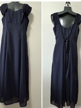 Vintage x ALGO Blue Puff Sleeve Sweetheart Maxi Dress Medium